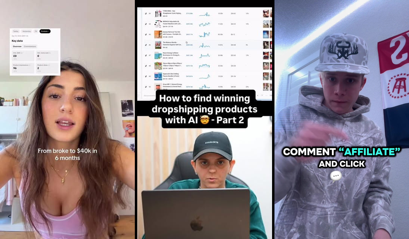 Person celebrating TikTok Shop success with $20K commission earnings displayed on laptop screen, no paid advertising used